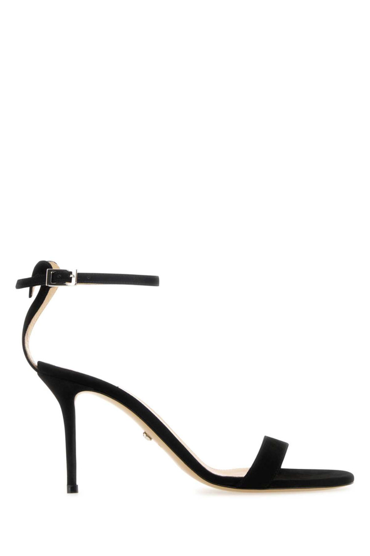 Mach&mach Crystal Bow Ankle Strap Sandals In Black