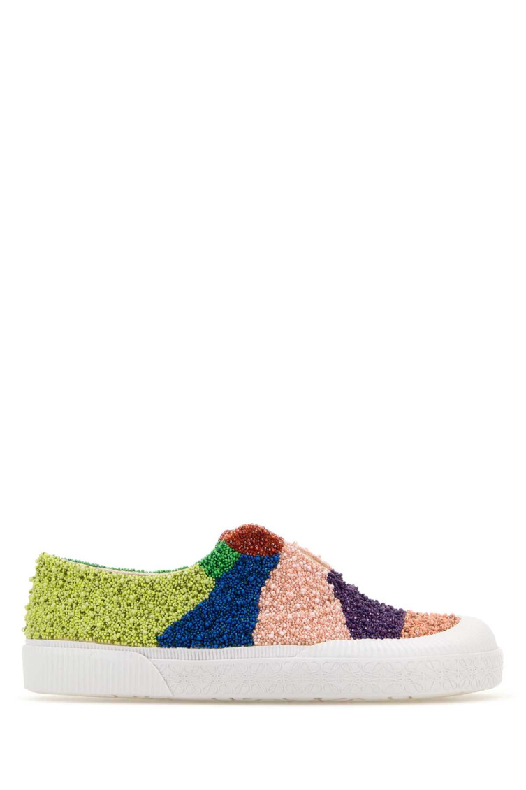 Loewe Slip On Terra Vulca In Tessuto Decorato Uomo In Multicolor