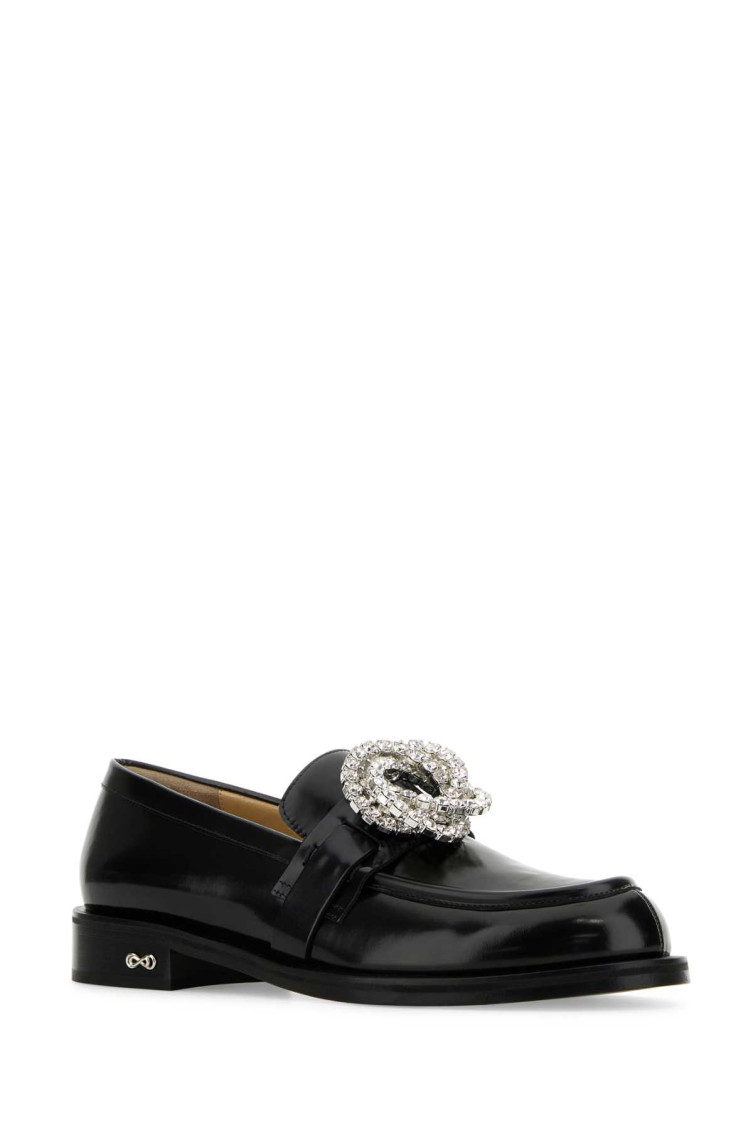 Mach & Mach Black Leather Galaxy Loafers for Women Online