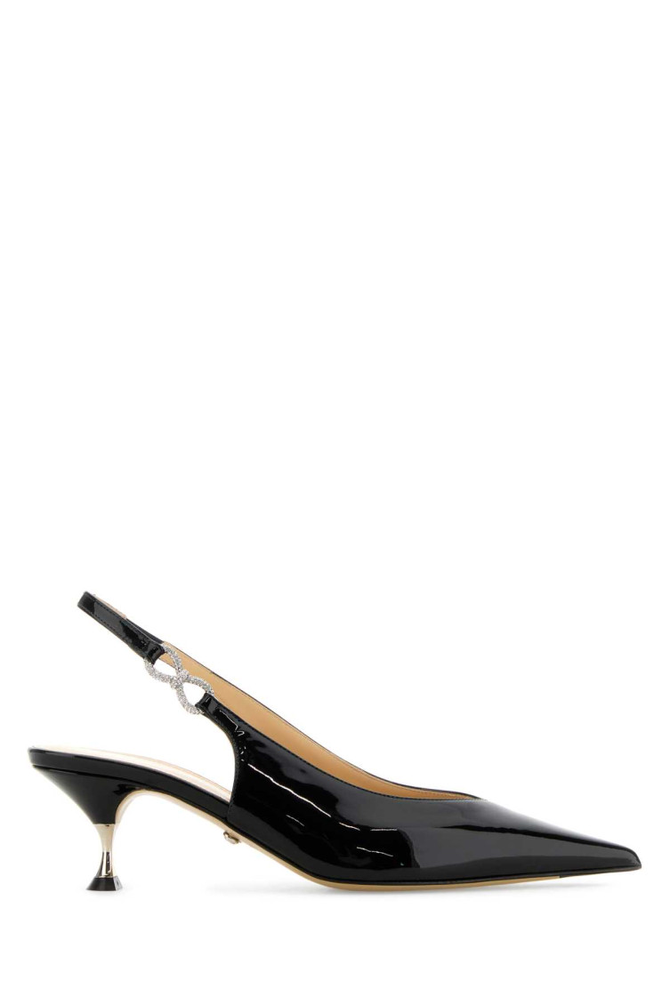 Mach&mach Crystal Bow Pointed Toe Slingback In Black
