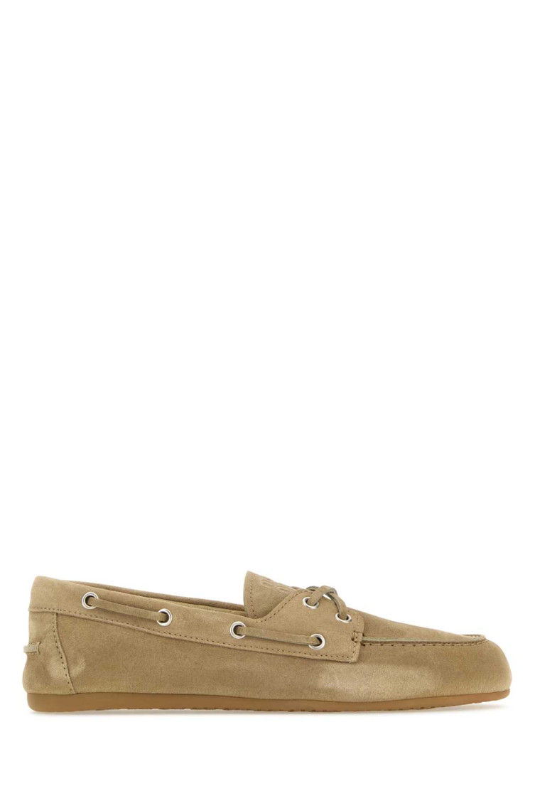 Miu Miu Women Sand Suede Loafers In Brown