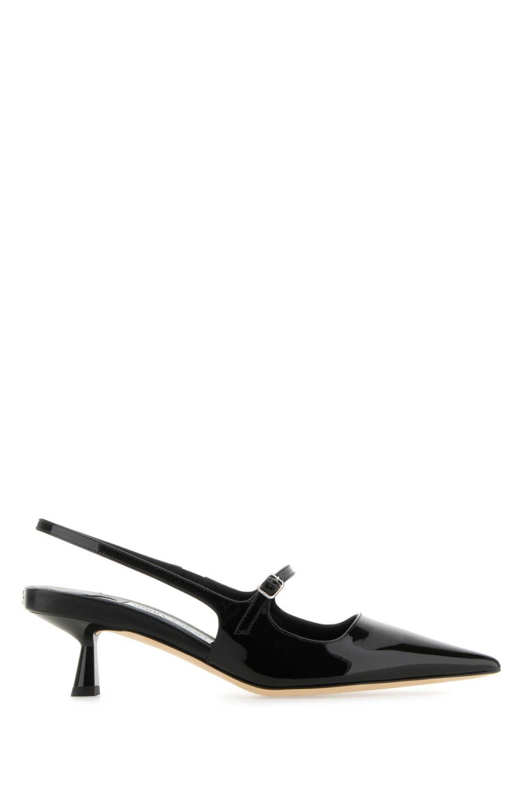 Jimmy Choo Patent Leather Slingback With Back Monogram In Black