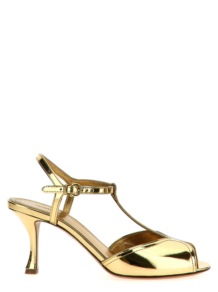 Shop Ferragamo Golden Ely Open Toe Heels