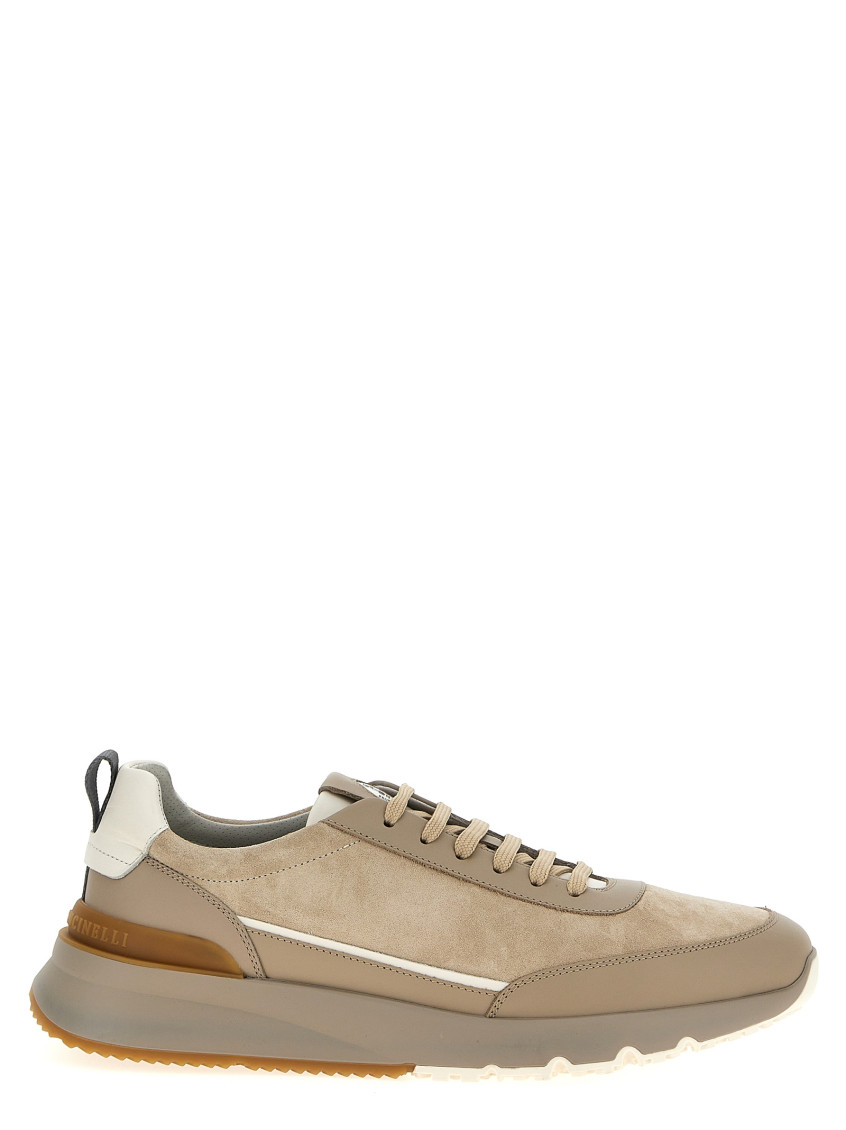 Brunello Cucinelli Leather Sneakers In Beige