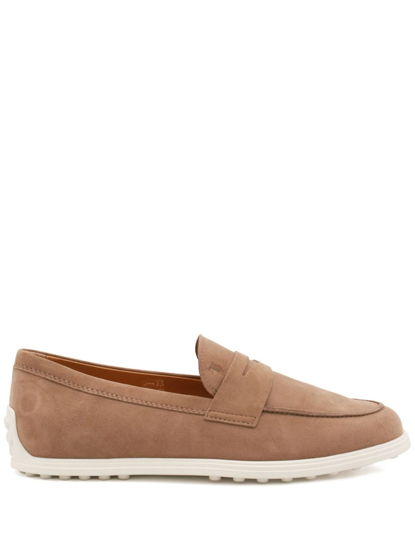 Tod's Suede Loafers Espadrille Rubber Sole In Brown