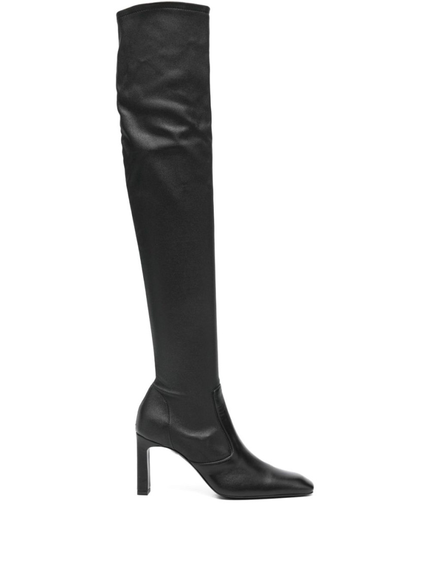Totême Black Leather Heel Boots