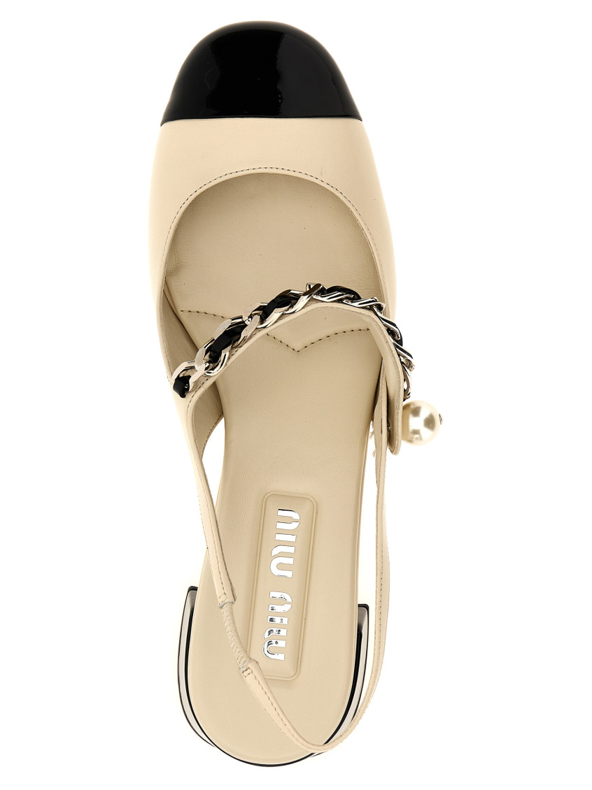 【関税&送料込】Miu Miu Beige Leather Pumps NWD MIU MIU PRADA 5KP031 BEIGE PATENT LEATHER PEEP TOE BOW