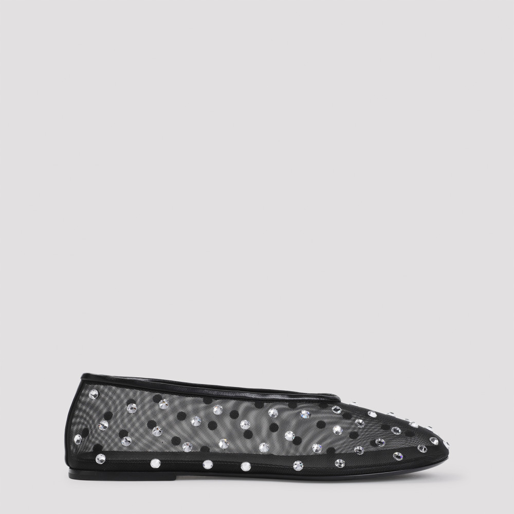 Shop Khaite Black Marcy Mesh Ballet Flats