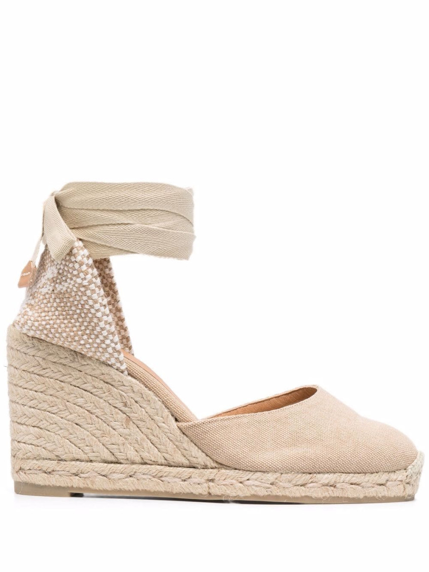 Shop Castaã±er Beige Carina Wedges