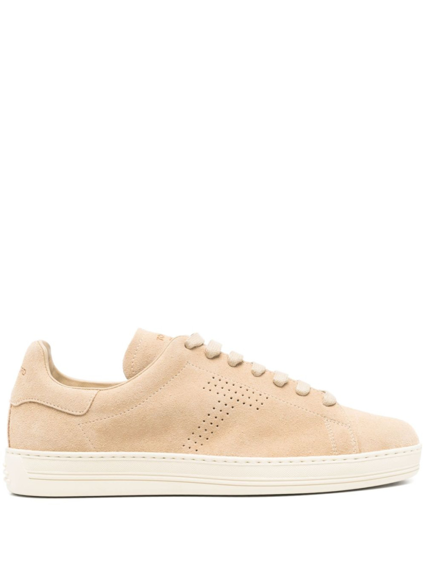 Shop Tom Ford Beige Suede Sneaker