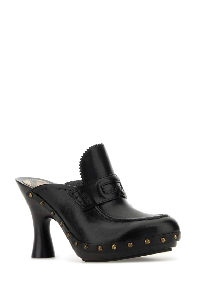サンダル・ミュール BURBERRY BLACK LEATHER MULES Burberry Black Leather Mules for Women Online USA at Darveys.com
