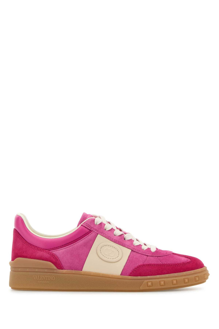 Shop Valentino Pink Suede Sneakers