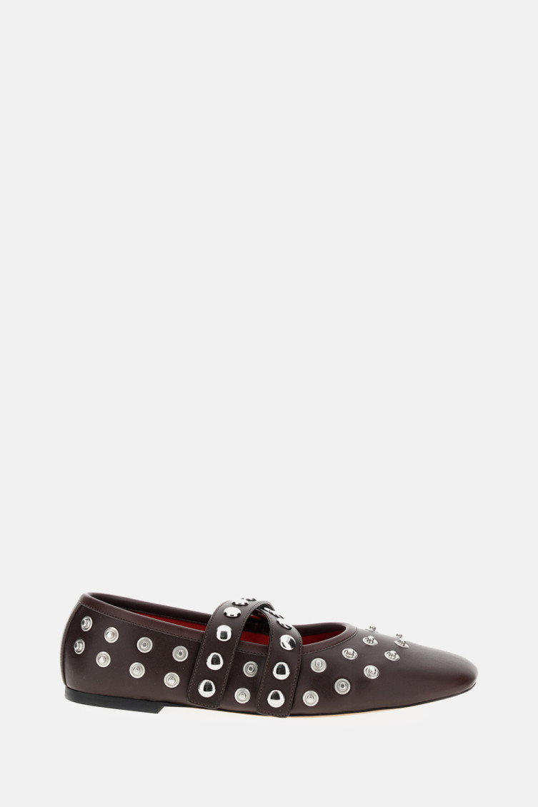 Stella Mccartney Dark Brown Leather Ballet Flats