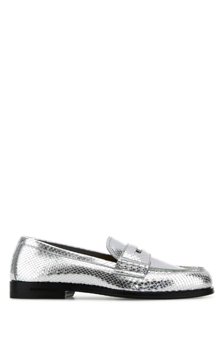 Dsquared2 Silver Leather Loafers