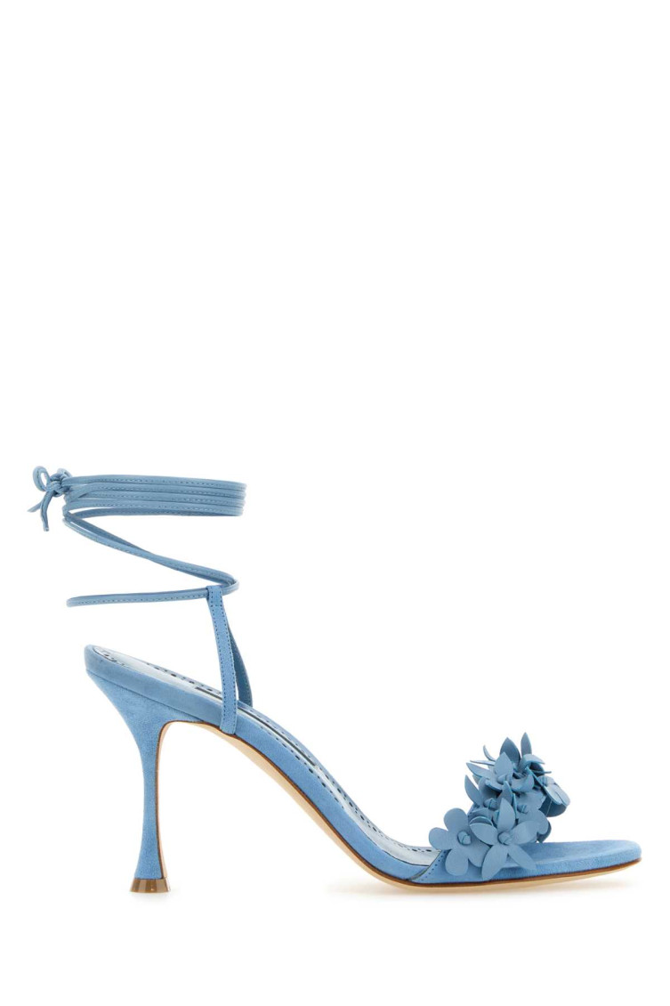 Manolo Blahnik Blue Ankle Strap Heels