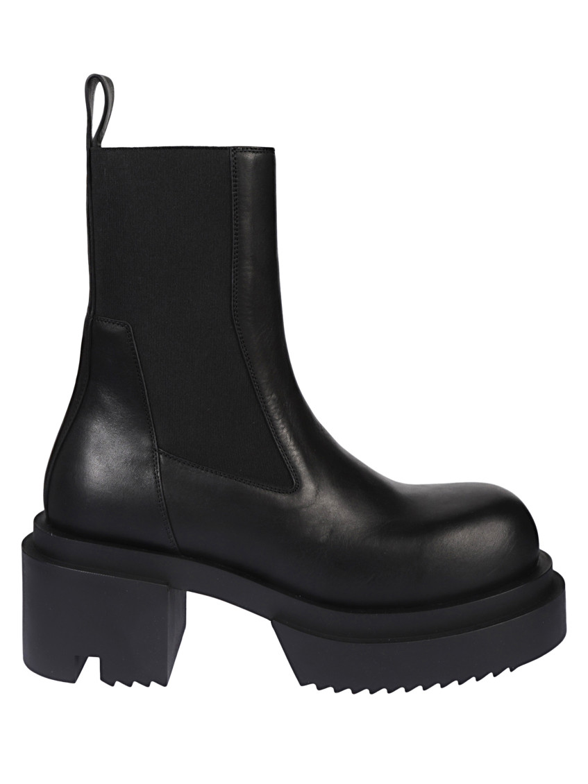 Rick Owens Beatle Leather Platform Chelsea Boots In Black