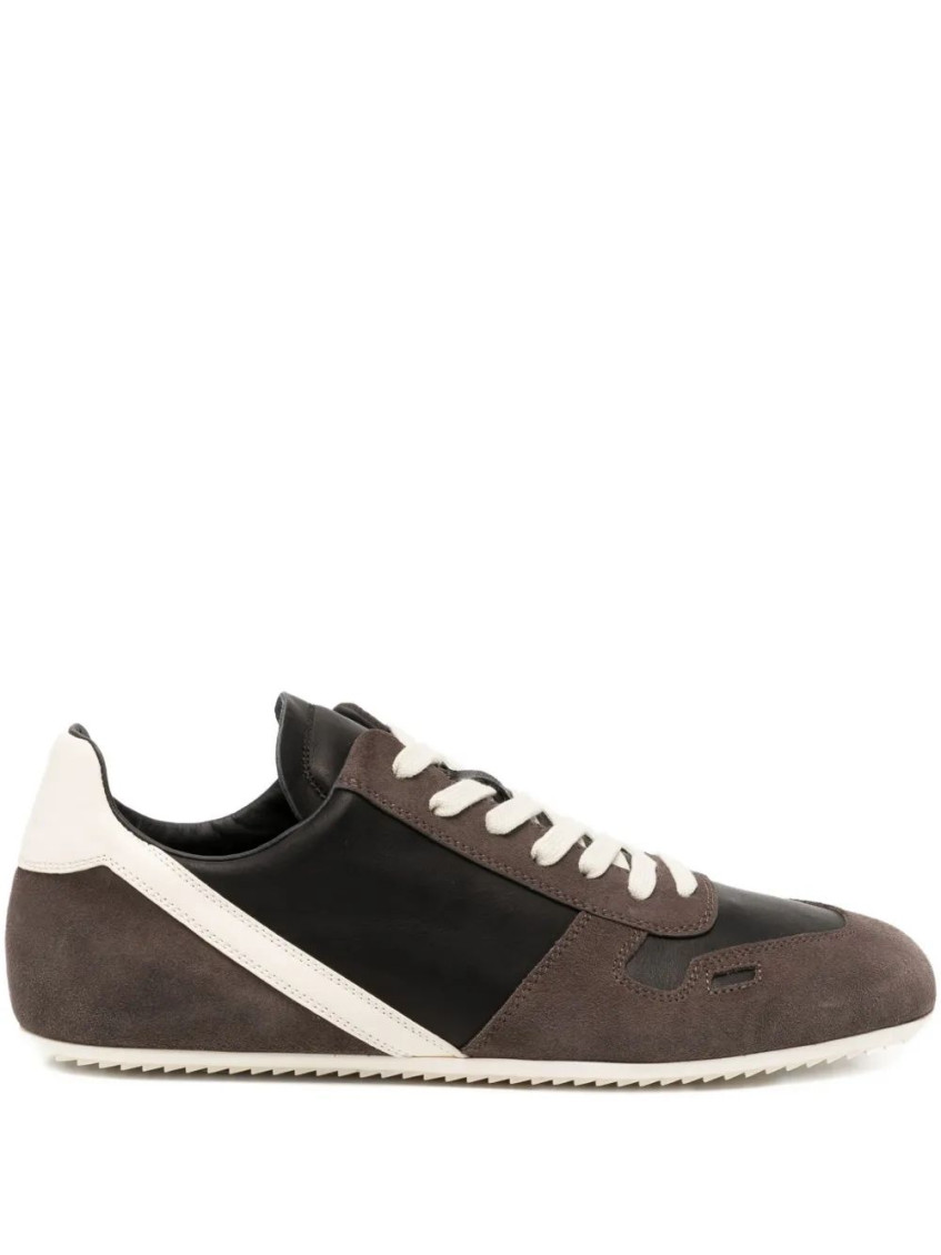 Rick Owens Contemporary Lace-up Sneakers Featuring Contrast Panels In Brown