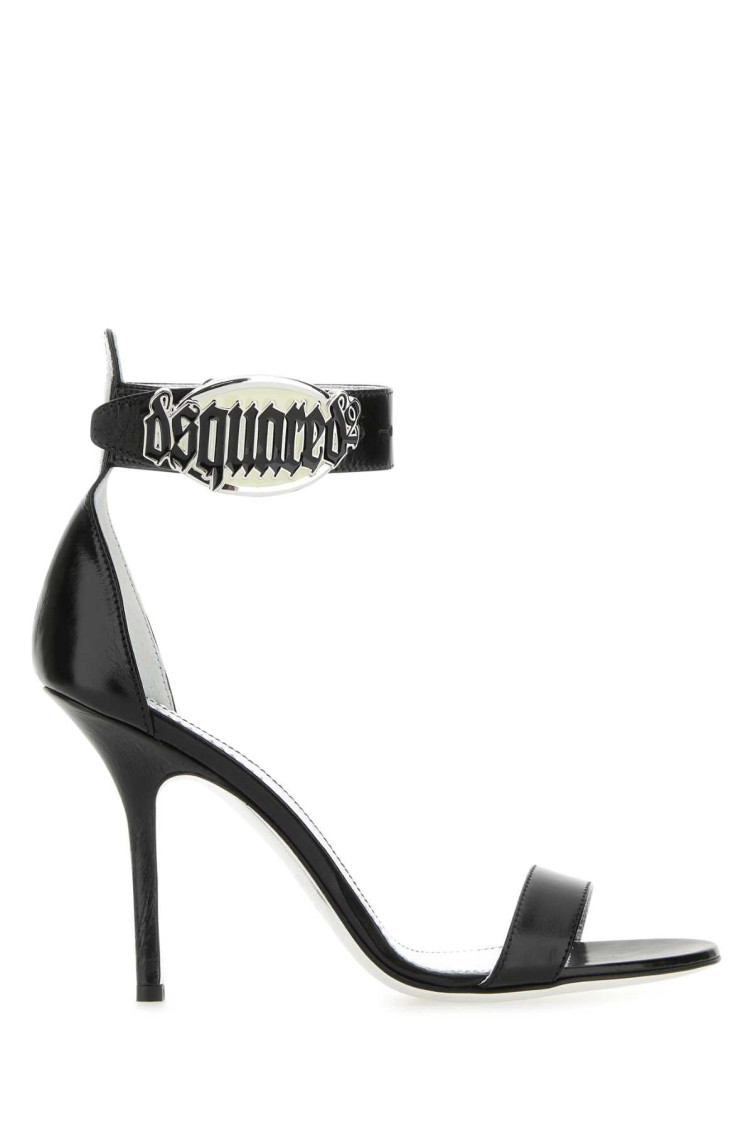 Dsquared2 Logo-plaque Leather Sandals In Black