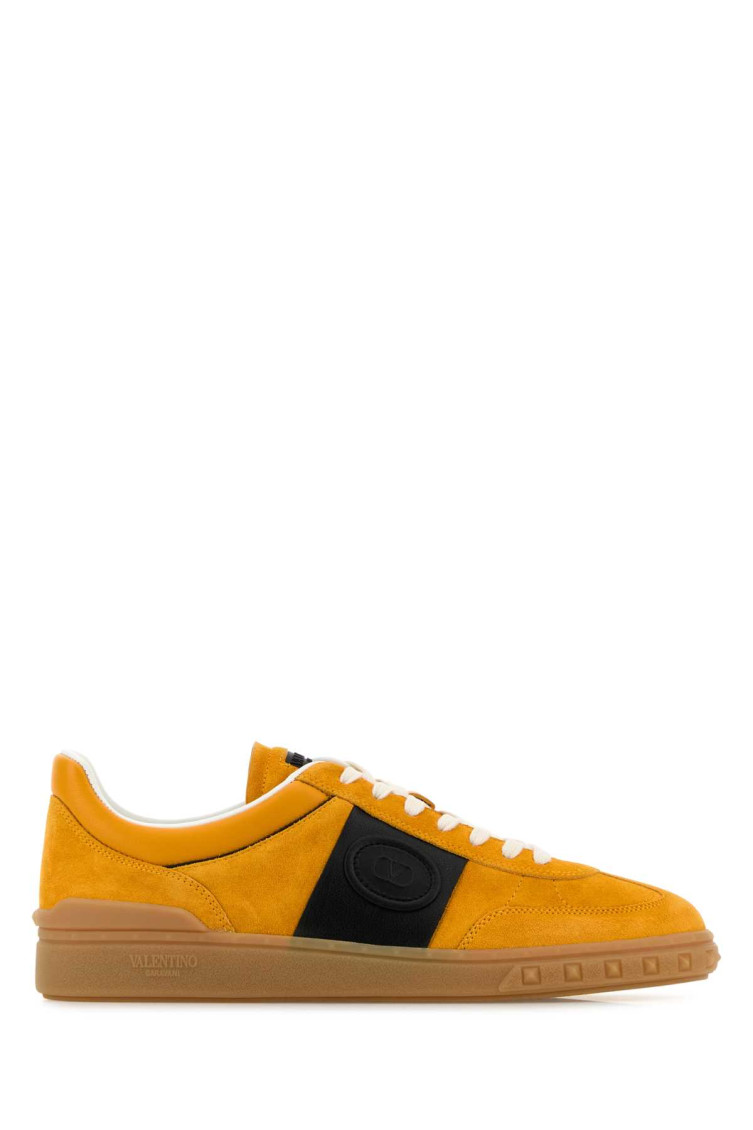 Shop Valentino Orange Lace Up Sneakers
