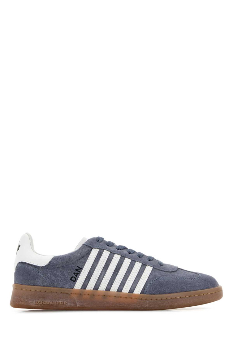 Dsquared2 Dsquared Powder Blue Suede Boxer Sneakers In Navy Blue