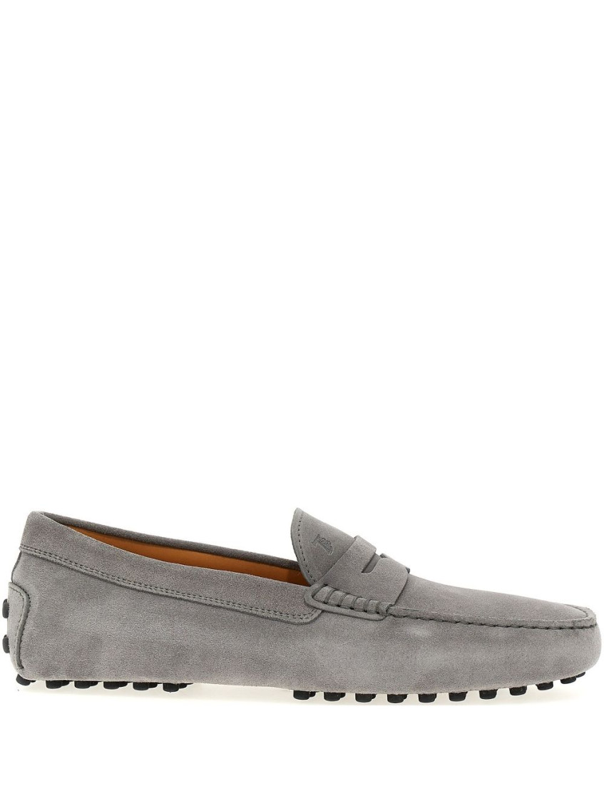 Tod's Men Gommino Suede Leather Loafers In Grey