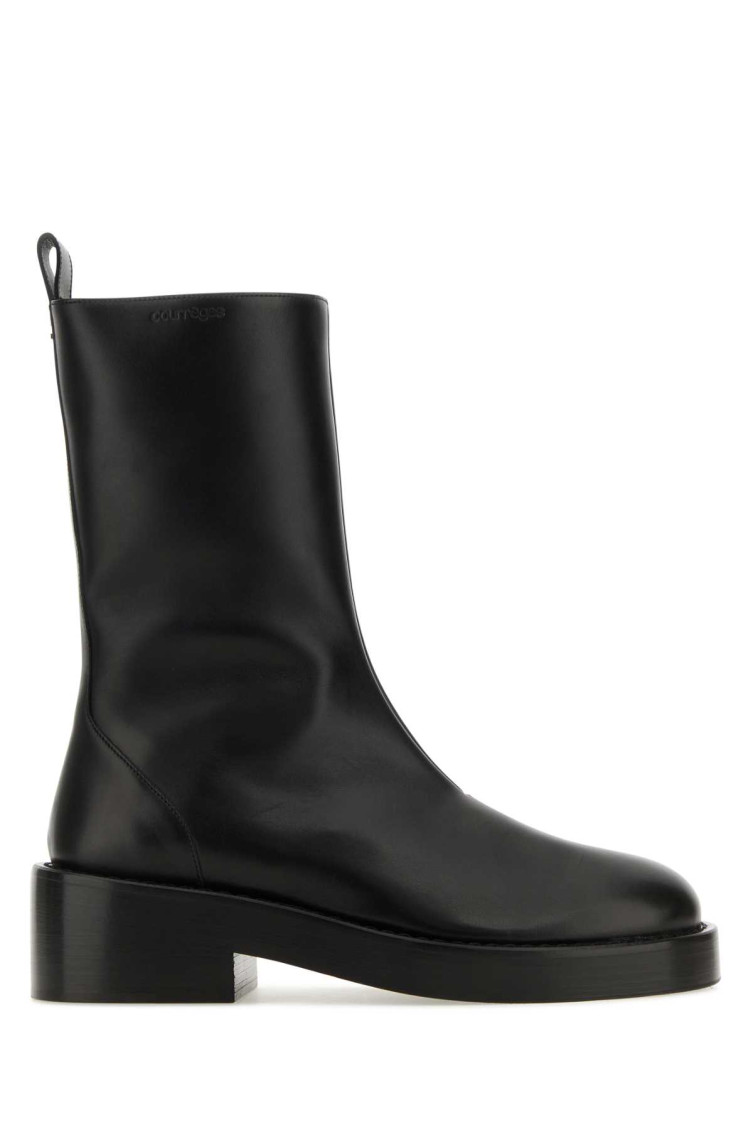Shop Courrèges Black Leather Ankle Boots