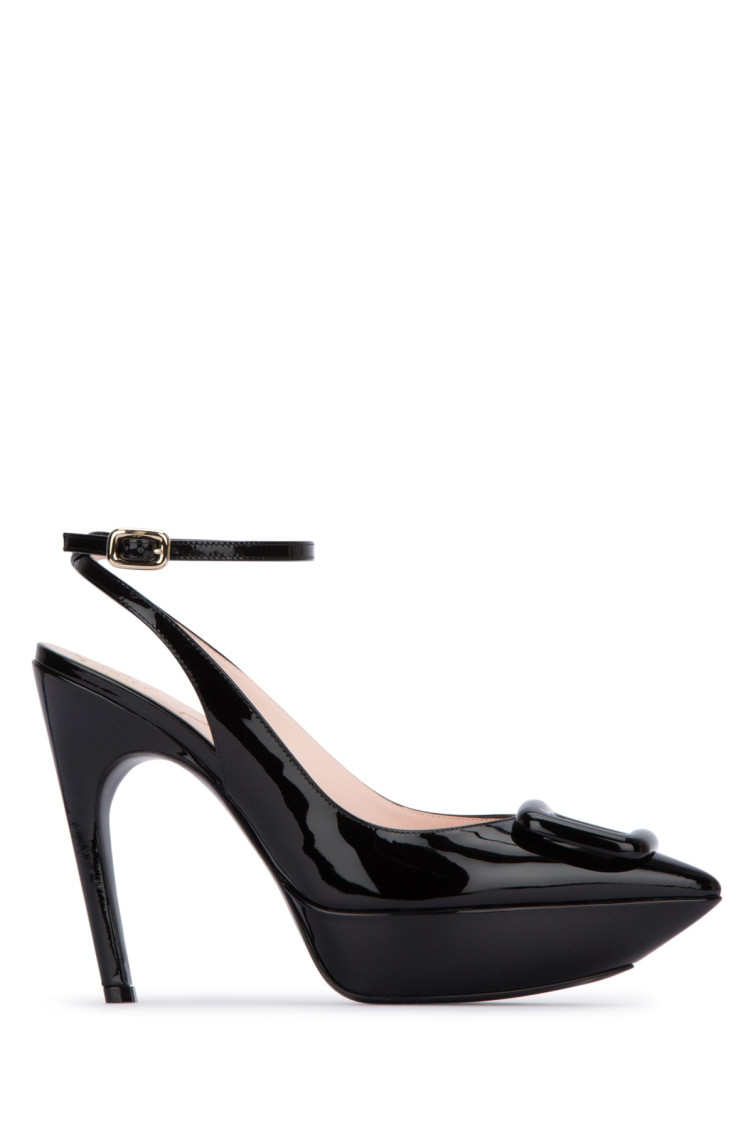 Shop Roger Vivier Black Ankle Strap Heels