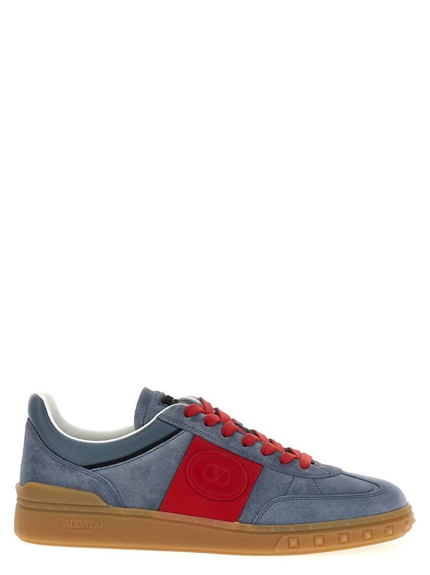 Valentino Garavani Men Upvillage Low Top Sneaker In Split Leather And Calfskin Nappa Leather In Grey