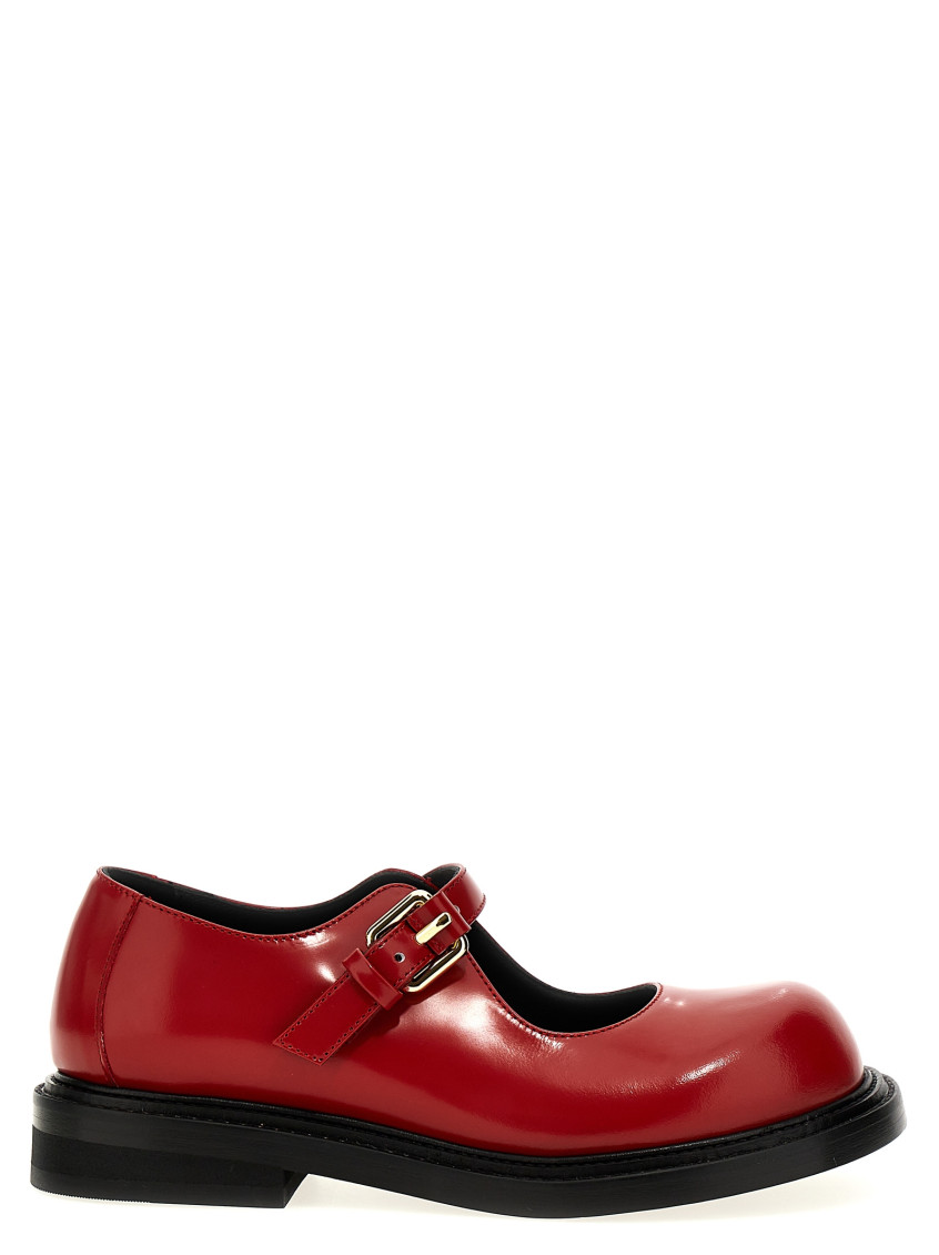 Moschino Glossy Round Toe Ballerina Shoes In Red