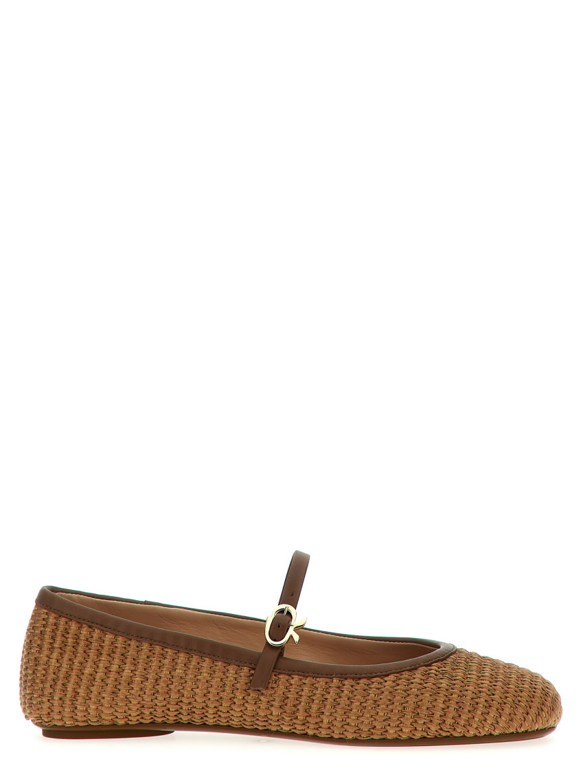 Gianvito Rossi Carla Raffia Ballet Flats In Brown