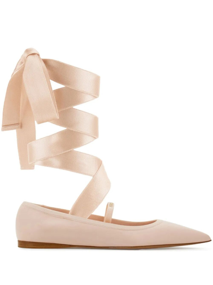 Ferragamo Women Carice Ballet Flat With Ankle Ribbon In Pink