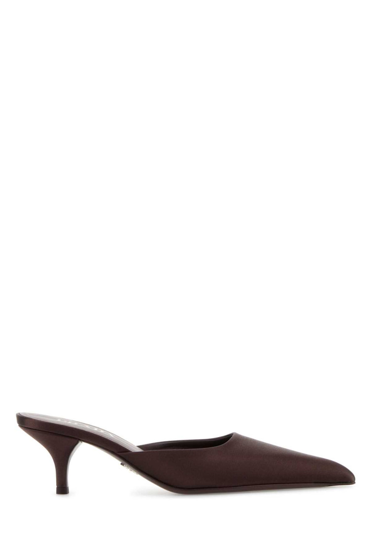 Prada Satin Mules Kitten Heel Pointed Toe In Maroon