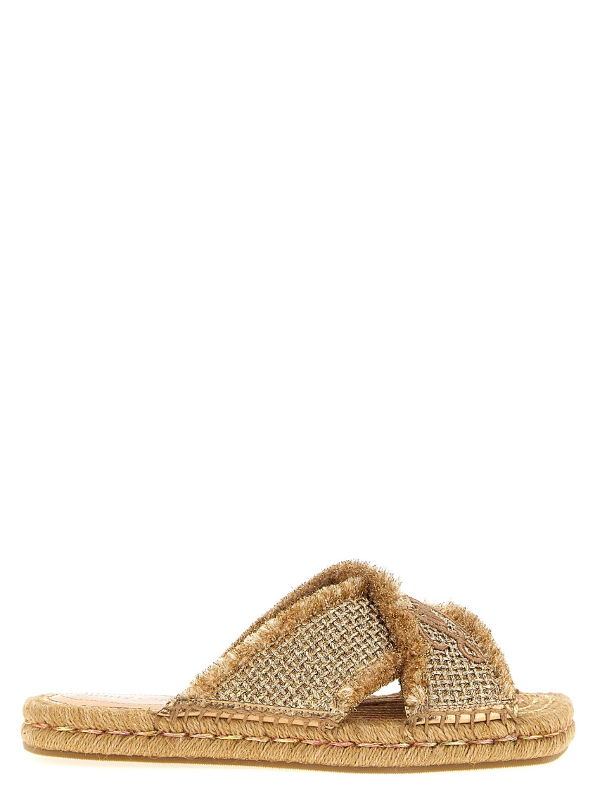 Jimmy Choo Aciel Woven Flat Sandals In Golden