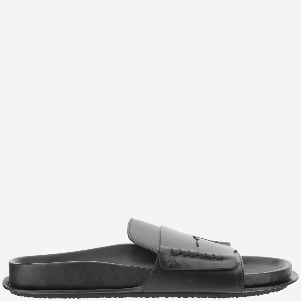 Jacquemus Leather Mocassin Sandal In Black