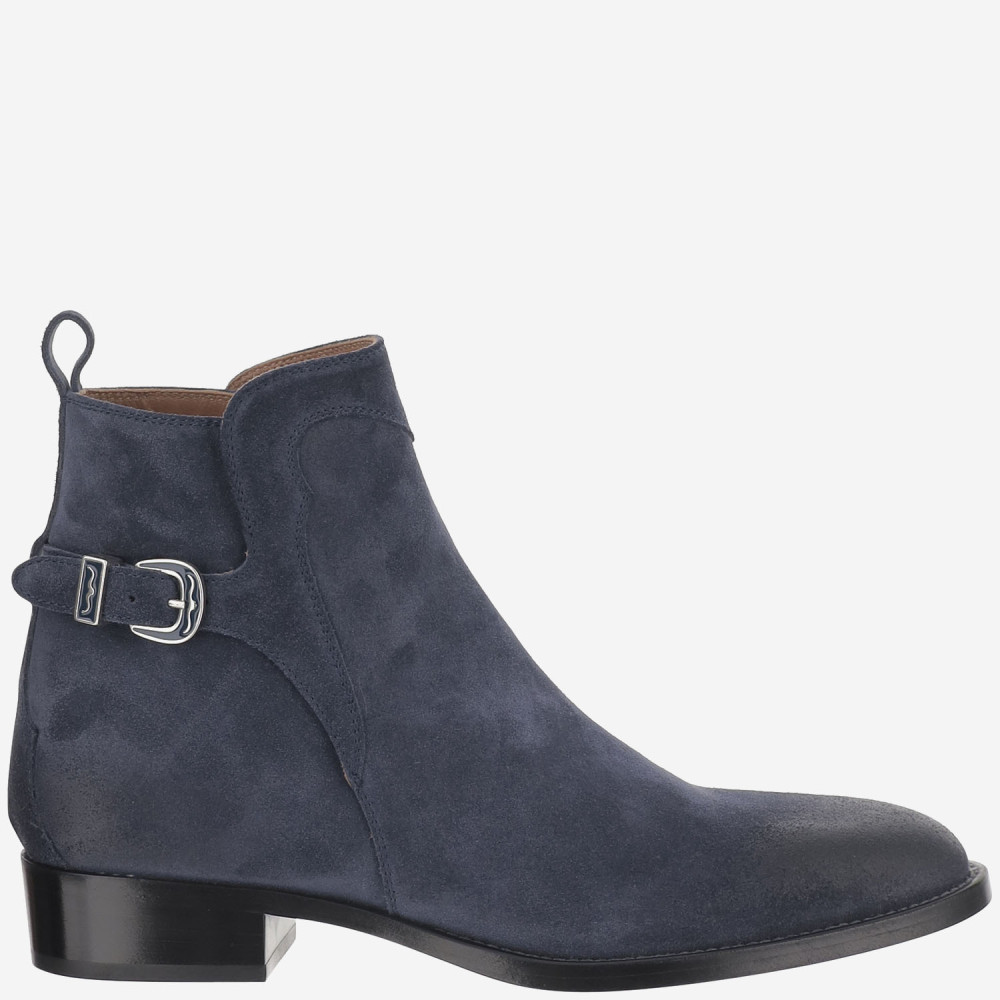 Sartore Buckle-detail Ankle Boots In Blue