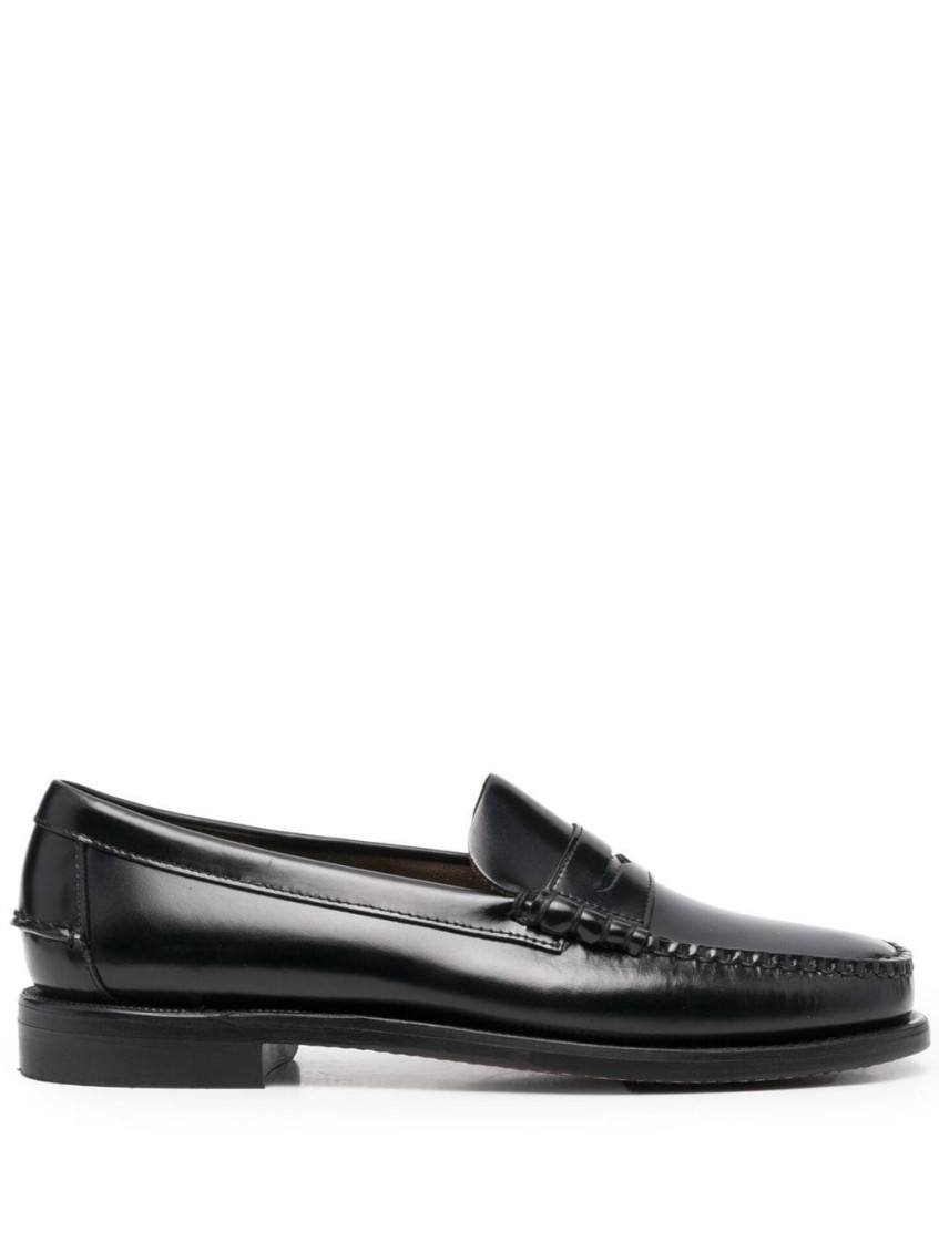 Sebago Round Toe Slip-on Moccasins With Cut-out Upper Design In Black