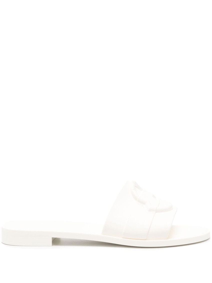 MONCLER WHITE SLIP ON SANDALS