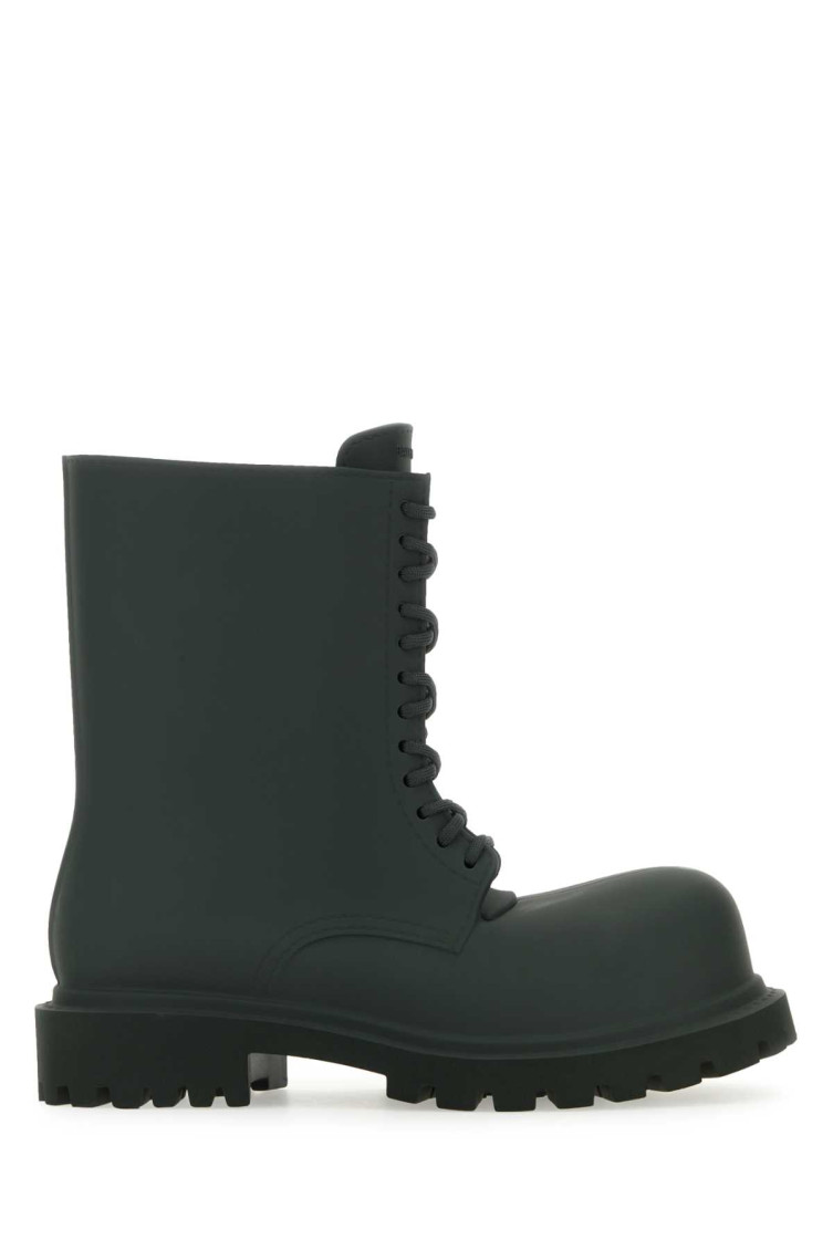Balenciaga Dark Green Steroid Lace Up Boots In Dark Green