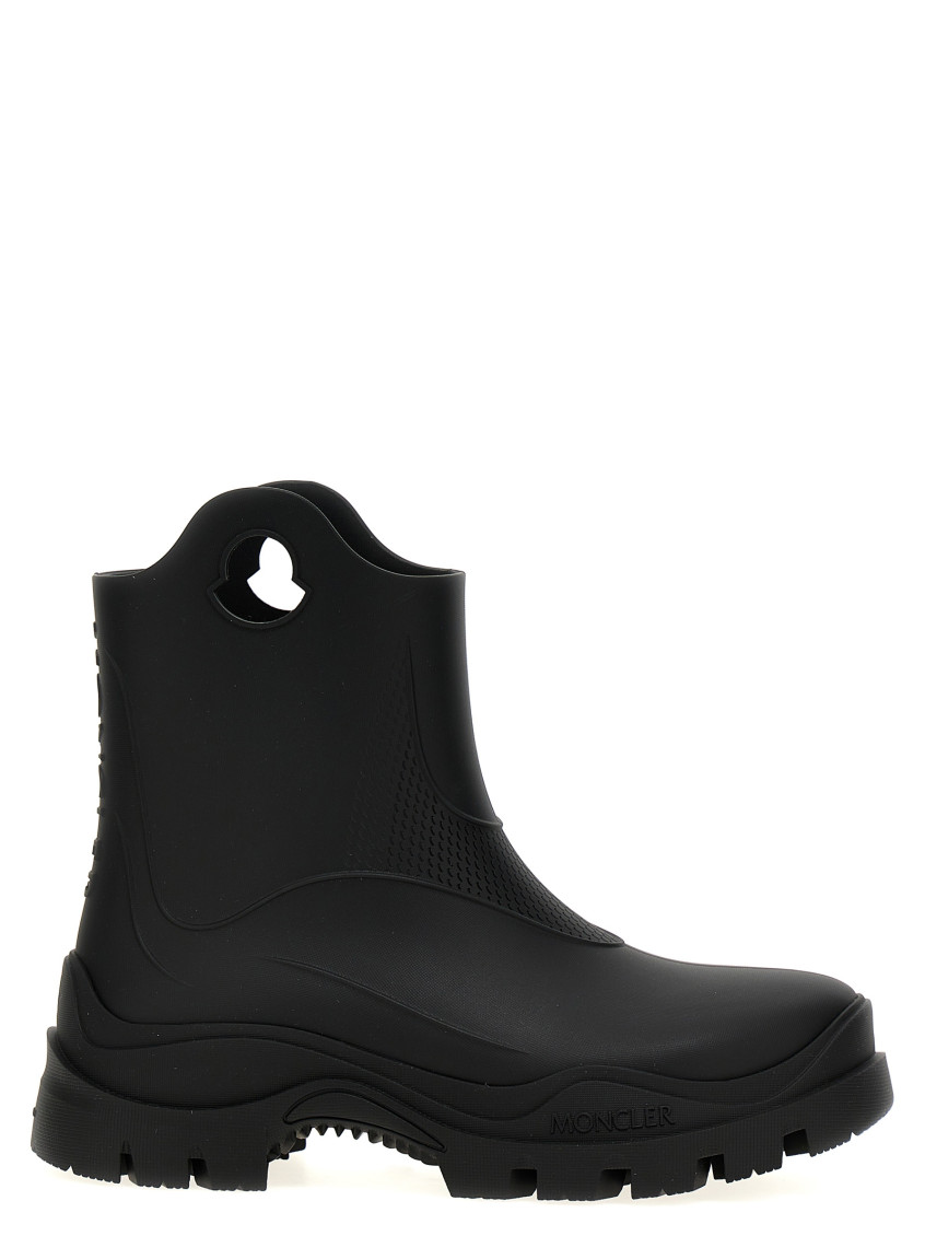 Shop Moncler Black Misty Black Rain Boots With Logo Detail In Rubber Woman