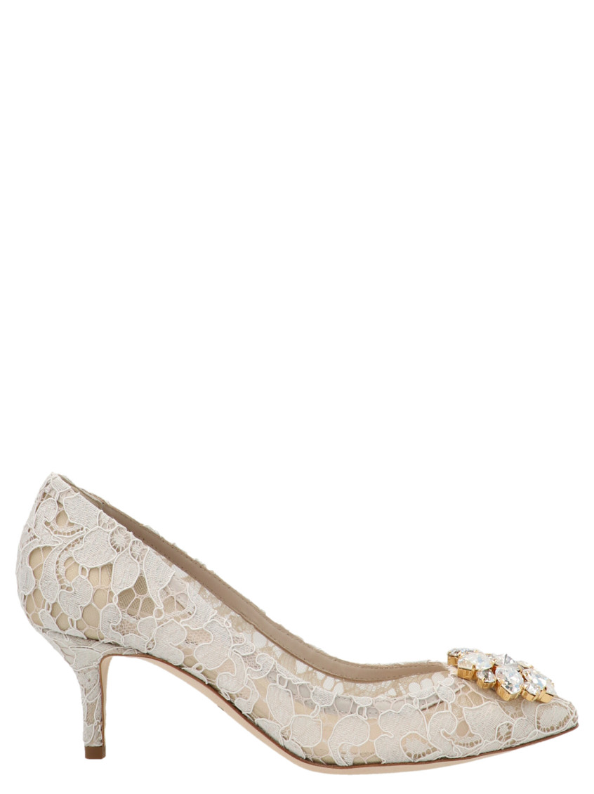 Dolce & Gabbana Bellucci Embellished Lace Pumps In White