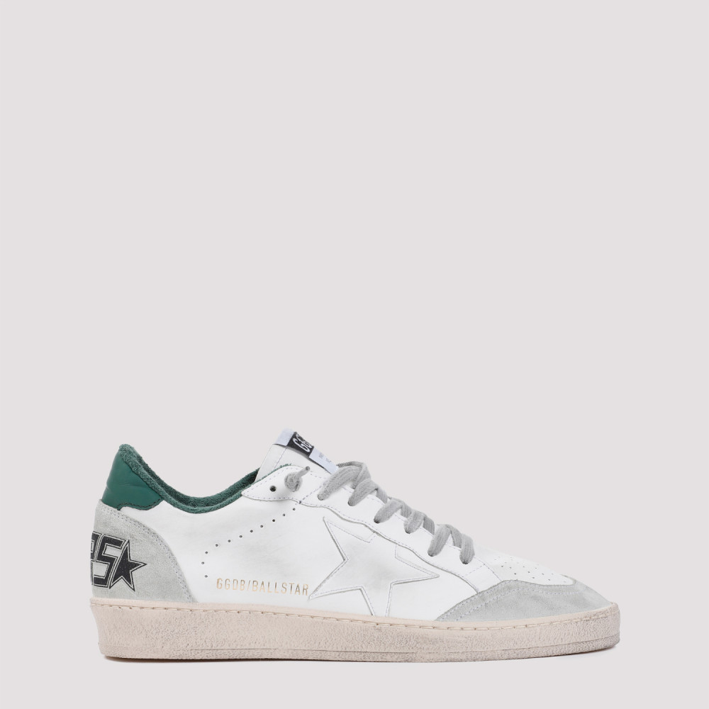 Golden Goose White Cow Leather Vamp Sneakers With Unique Used And Dirty Effect In White