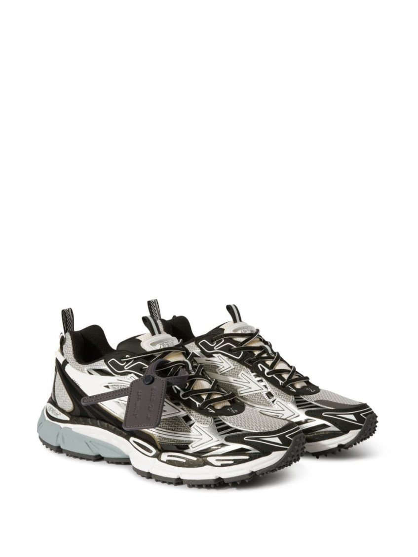 Off-white Ow Be Right Back Grey Low Top Sneakers With Zip-tie Detail In Mesh And Leather Man In White