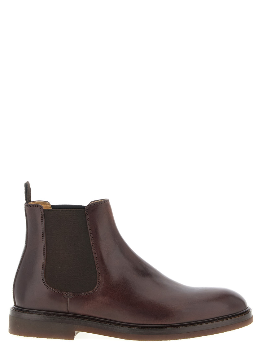 Brunello Cucinelli Leather Ankle Boots In Brown