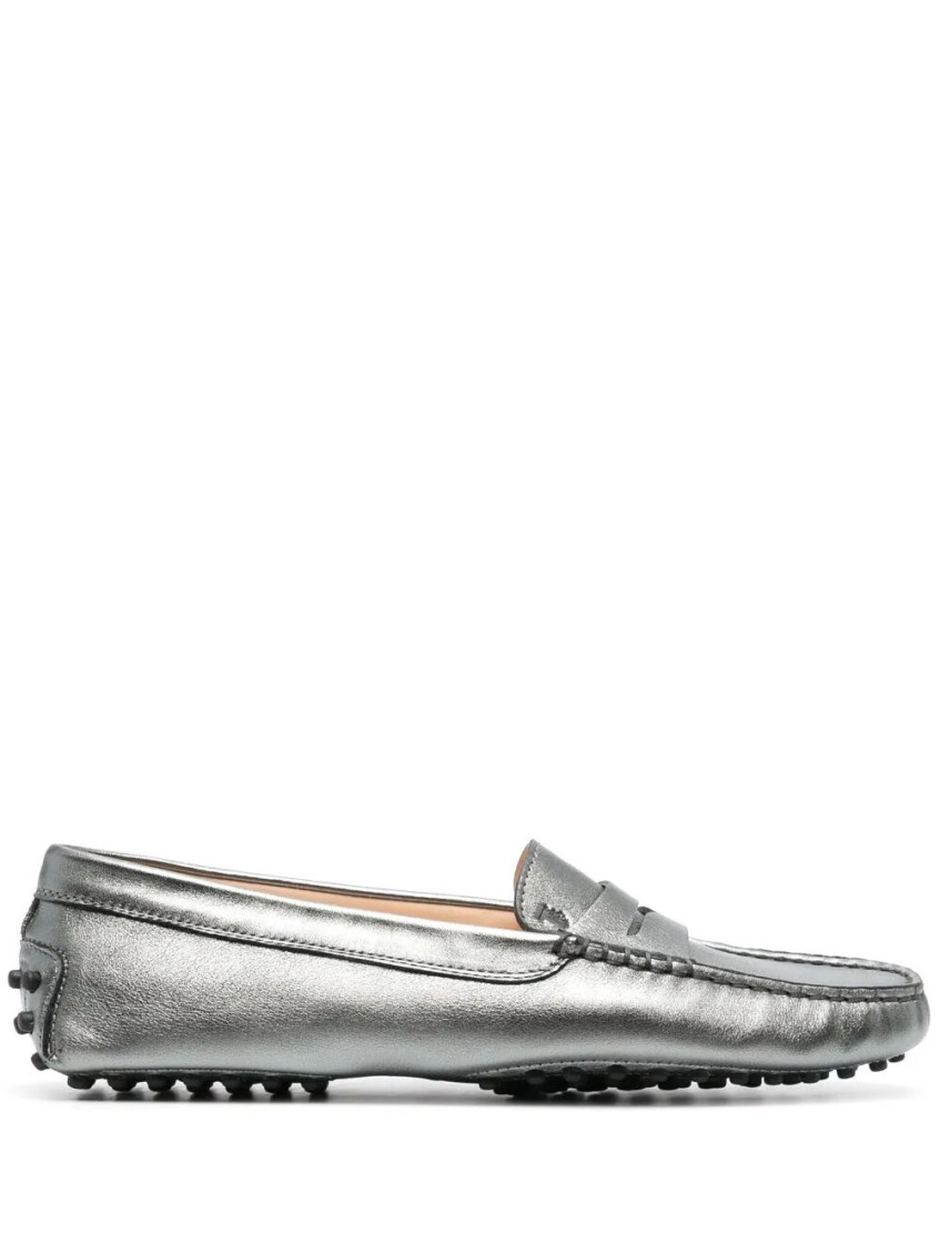 Tod's Silver Slip On Loafers In Silver