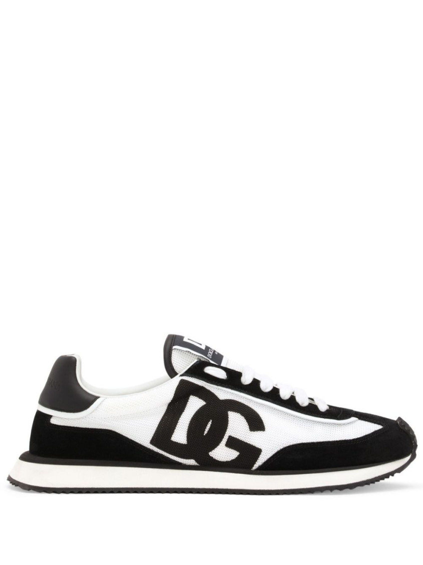 Dolce & Gabbana Mixed-material Dg Cushion Sneakers In Blackwhite
