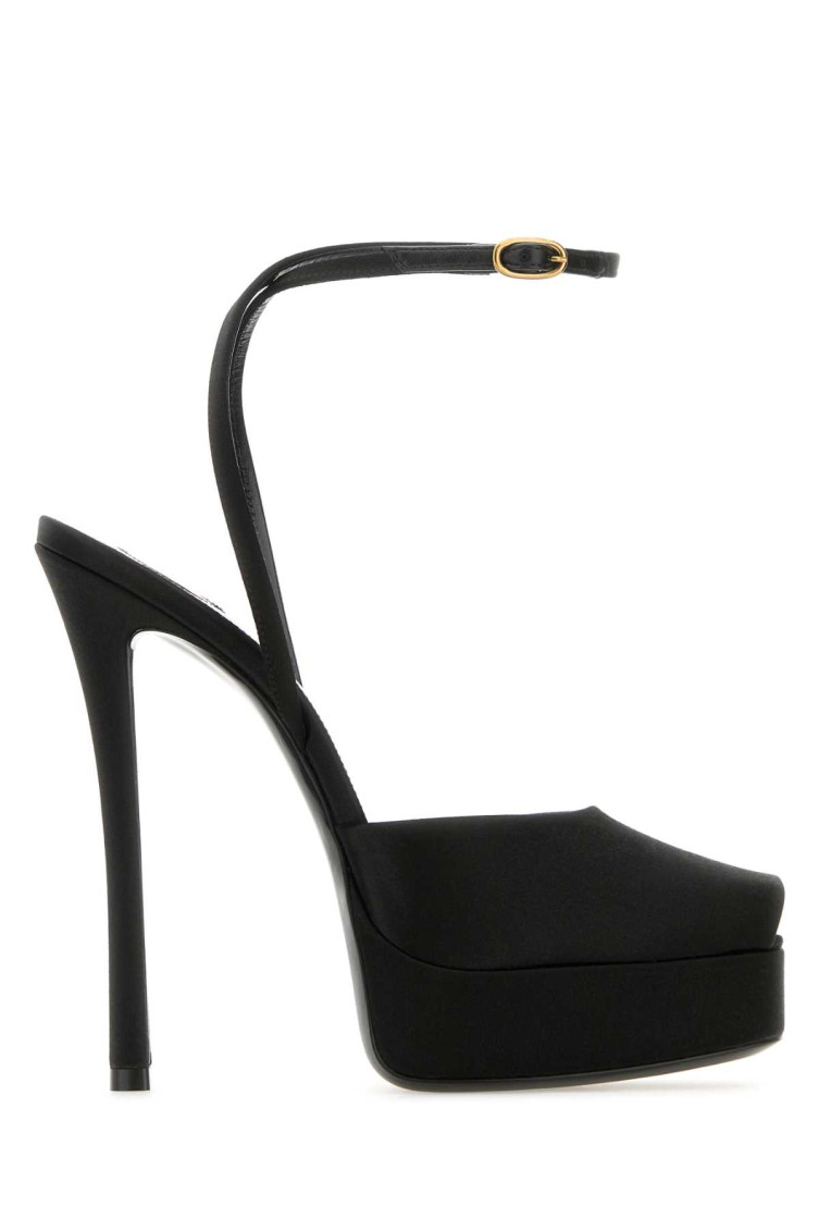 Saint Laurent Black Crepe Le Scandal Sandals In Black