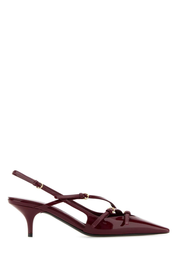 Shop Miu Miu Maroon Slingback Leather Pumps