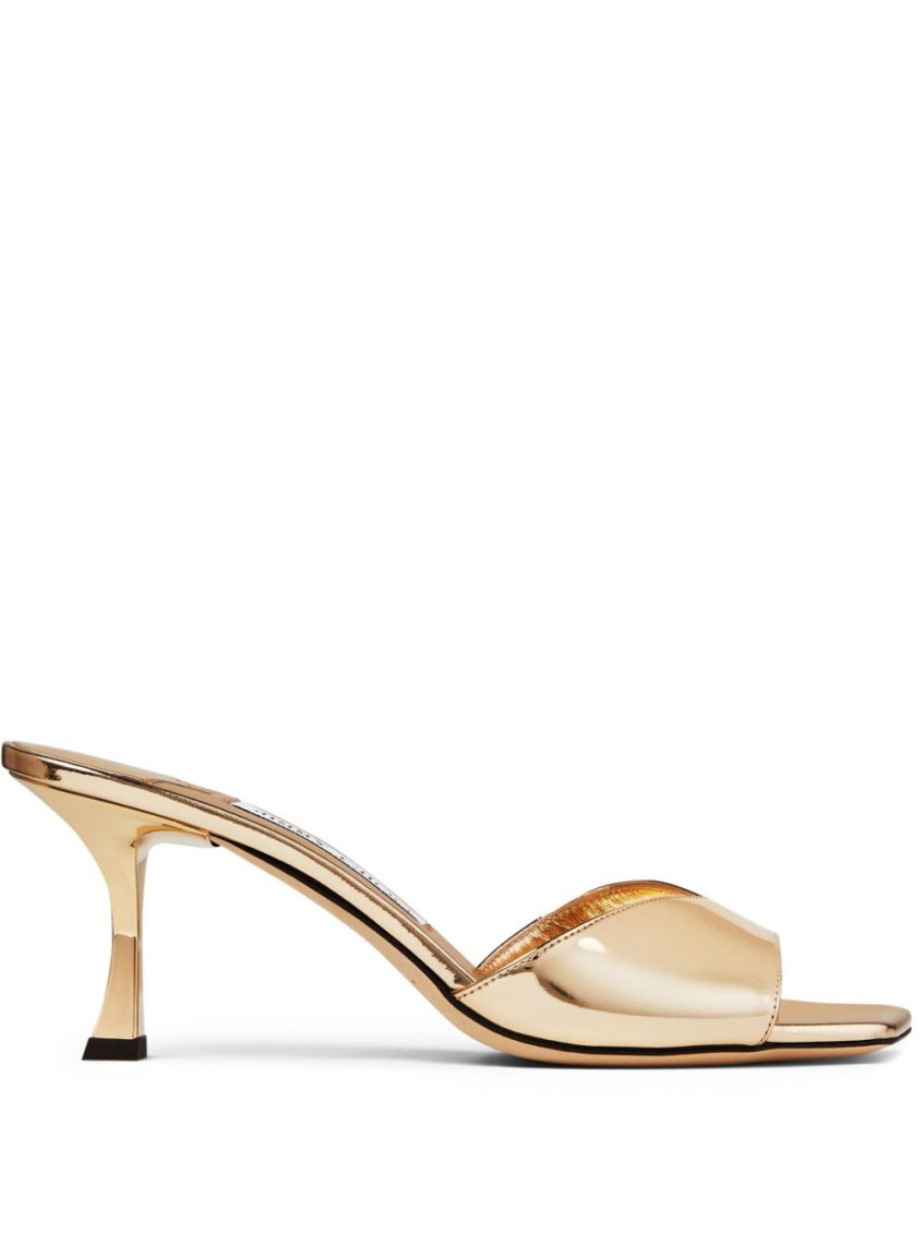 Jimmy Choo Golden Leather Heels In Golden