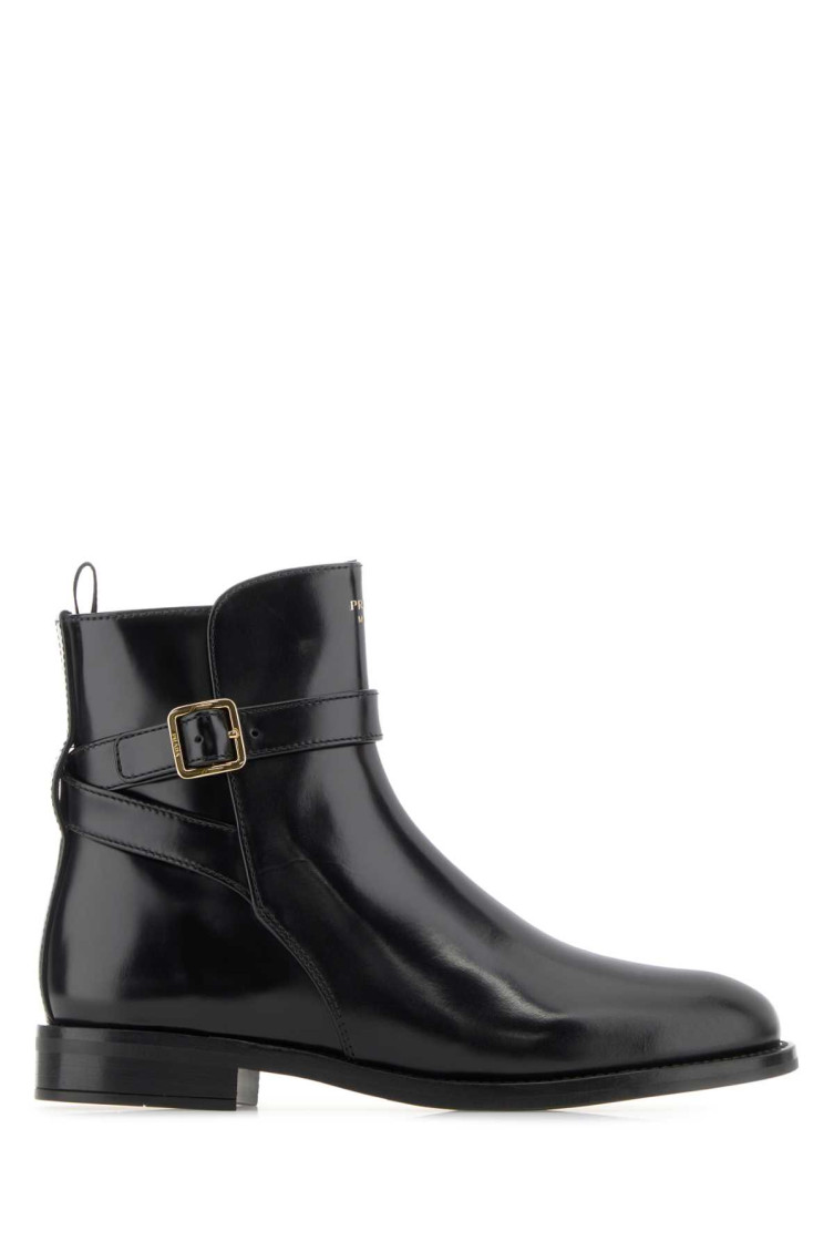 Prada Chocolate Calfskin Chelsea Ankle Boots In Black