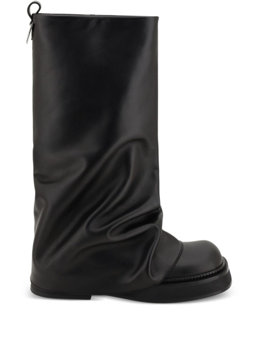 Attico 'robin' Black Boots With Square Toe And Logo Plaque On The Rear In Black